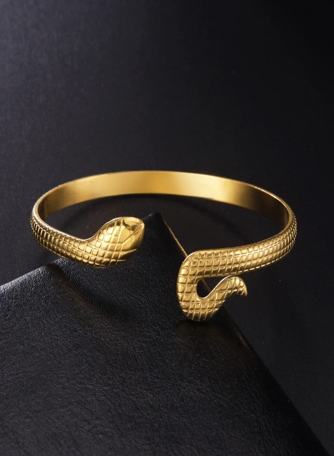 UNIFT Snake Bracelet for Women Stainless Steel Vintage Chic Open Serpent Bangle Bracelet Animal Jewelry (gold 1) - Image 4